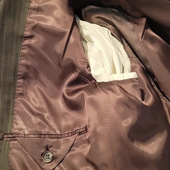 Men's Kenneth Cole Brown Pinstripe Suit (Blazer and Slacks)